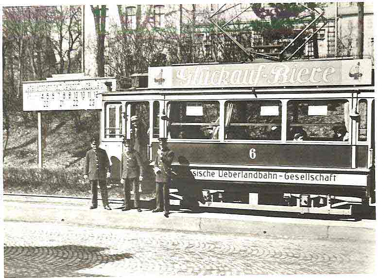 Triebwagen 6 um 1935 vor dem Bhf. Hohenstein-Ernstthal